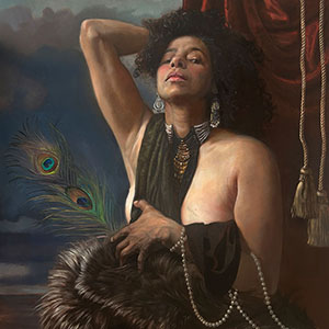 thumbnail of Caroline With Peacock Feathers